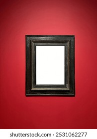 Exhibition, empty picture frames hanging on the wall