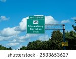 exit 26 A-B sign on Interstate 290 in Shrewsbury, Massachusetts for MA-140 Shrewsbury and Boylston