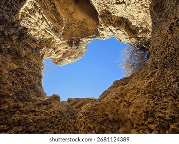 Exit from the cave . 