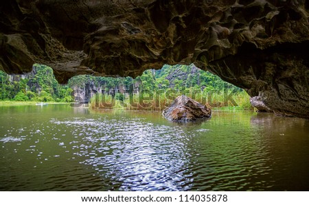 Exit of cave over boat