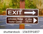 Exit and directional sign to Johnston Ridge Visitor Center at the Mt St Helens Visitor Center