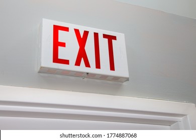 Exit Sign Above an Office Door