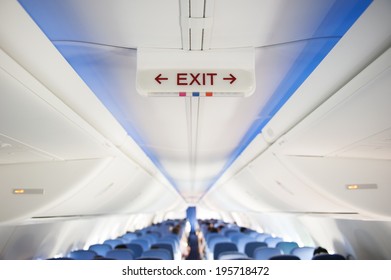 Exit Sign In An Aircraft Interior