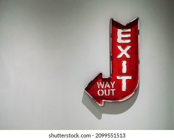 Exit sign. End of crisis concept.