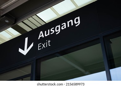 Exit Sign (german: Ausgang) Over Glass Door
