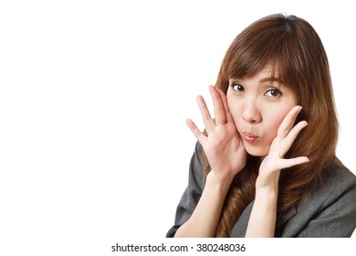 Exited Business Woman With Oh Wow Expression