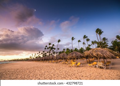 Exotic Beach In Dominican Republic, Punta Cana, Sunrise