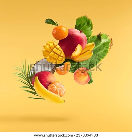 Similar – Image, Stock Photo Colorful leaves falling to the ground forming a backdrop