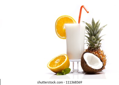 Exotic Pina Colada Drink Isolated On White