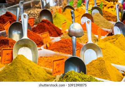 Exotic Spices In Tel Aviv Market Israel 2018 