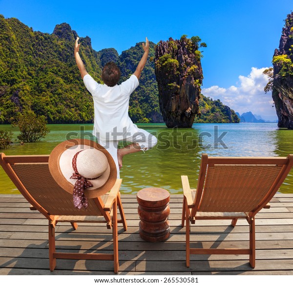 Exotic Vacation Thailand Two Beach Chairs Royalty Free Stock Image