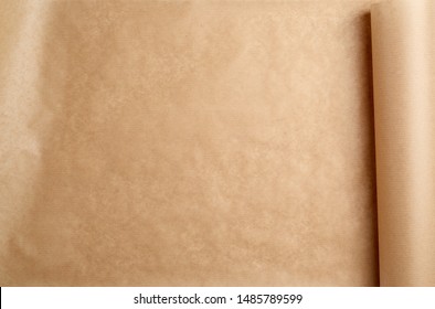expanded brown paper roll, full frame, copy space