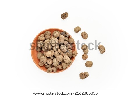 expanded clay on a ceramic dish