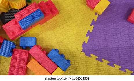 Expanded Polypropylene Colourful Foam Building Bricks As Kids Toy To Stimulate Imagination From Top View