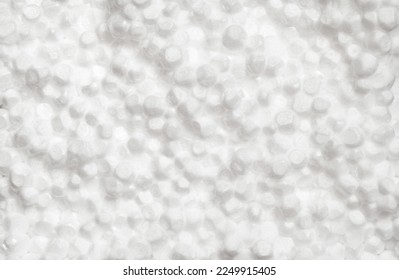 Expanded polystyrene foam porous material, white mini spheres, close-up macro representing foamed, full depth of field - Shutterstock ID 2249915405