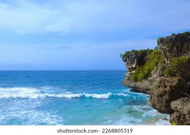 The Expanse of Blue Sea With Cliffs and Blue Sky at.Balangan Beach Bali. - Shutterstock ID 2268805319