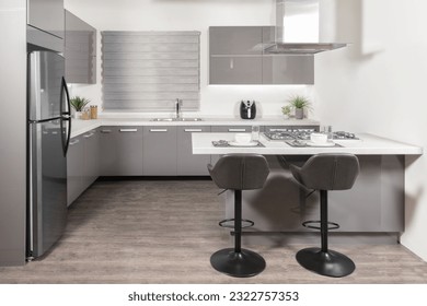 An expansive kitchen with modern amenities, designed to provide the perfect culinary experience - Shutterstock ID 2322757353