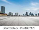 Expansive Urban Rooftop Landscape with Clear Sky and Skyscrapers  