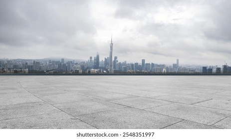 Expansive Urban Skyline with Dramatic Cloudscape Overhead  