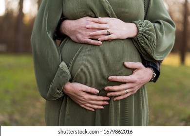 Expecting Mother Father Touching Moms Belly Stock Photo 1679862013 ...