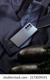 Expensive Custom Tailored Suit With Phone Style Accessories