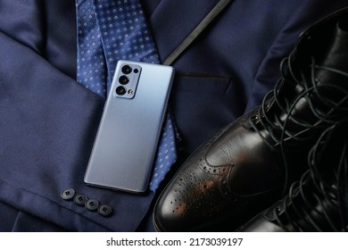 Expensive Custom Tailored Suit With Phone Style Accessories