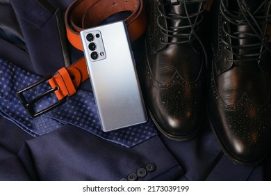 Expensive Custom Tailored Suit With Phone Style Accessories