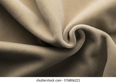 Expensive velour beige fabric, cashmere textile, velvet suede and chamois effect, cotton upholstery, synthetic materials, polyester fiber. 
