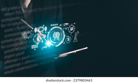Experience advanced AI processing, user data protection, and seamless information dissemination as an electronic pen taps a virtual screen Ideal for secure information management and data connectivity
