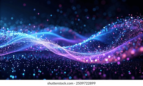 Experience the elegance of a wave of round, small particles flowing seamlessly in an abstract design. Perfect for adding a dynamic and modern touch to your creative projects, presentations, branding - Powered by Shutterstock