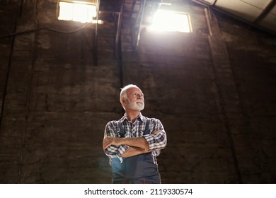 Experience and knowledge of seniors in the industry. Low angle view of a proud senior worker standing in the factory. - Powered by Shutterstock