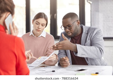 Experienced Coach Working Team Checks Projects Stock Photo 788316634