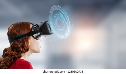 Experiencing virtual technology world. Mixed media