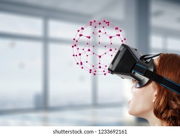 Experiencing virtual technology world. Mixed media