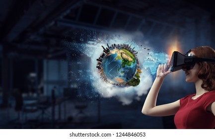 Experiencing virtual technology world. Mixed media - Powered by Shutterstock - Get 15% off with code: PIKWIZARD15
