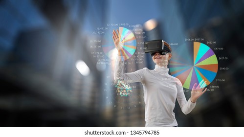 Experiencing virtual technology world. Mixed media