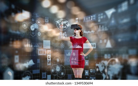 Experiencing virtual technology world. Mixed media