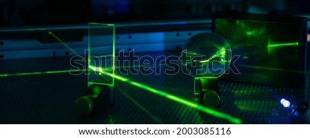 Experiment in photonic laboratory with laser