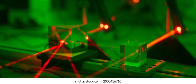 Experiment with a red laser in a physics lab