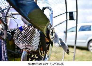 Experimental Plane Motor Close-up View With A Car In The Backgro