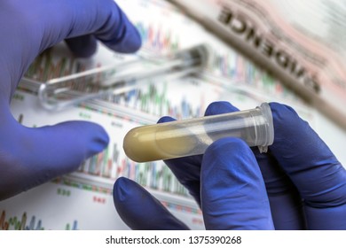 Expert police examines semen for DNA evidence, conceptual image - Shutterstock ID 1375390268