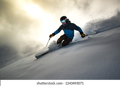 Expert skier in the backcountry