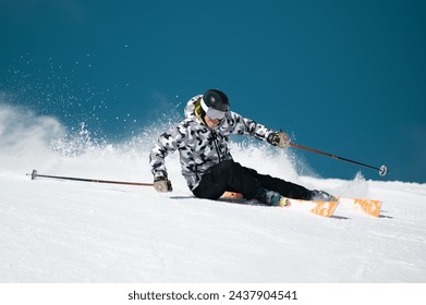 Expert skier on the slopes of Grandvalira in Andorra in Winter 2024. - Powered by Shutterstock