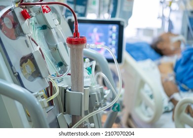 Experts Are Preparing A Dialysis Machine For Use In Critically Ill Patients In Hospital Intensive Care Units. Acute Renal Failure. End Stage Renal Disease.
