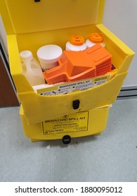 Expired Biohazard Spill Kit Ready To Dispose. This Kit Has Concentrated Disinfectant To Clean Potentially Infectious Materials Such As Blood. Selangor, Malaysia. September 2020