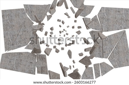 Exploded Concrete Slab isolated background