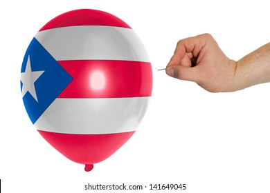 exploding balloon colored in national flag of puertorico