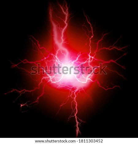 Exploding bolts of lightning electricity energy red pure power