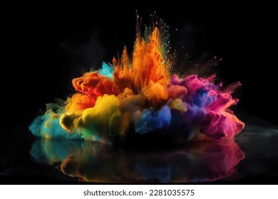Exploding colour powder in rainbow colours on a black background - Shutterstock ID 2281035575