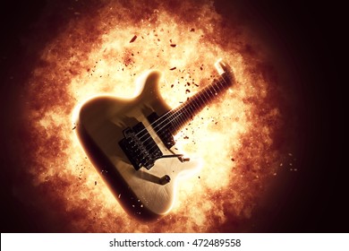 Exploding electric guitar